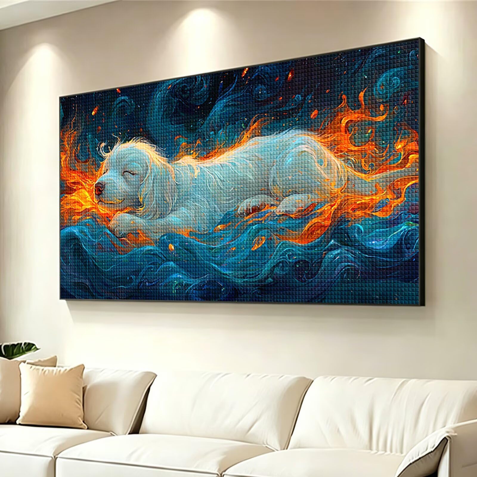 Diamond Painting Adultos Animal Pintura Diamante, Perro Diamond Painting 5D Completo, DIY Cuadrado Bordado Punto de Cruz Cuadros de Diamantes Kit para Decoracion Hogar, Regalo Mujer 160x80cm 0J-430
