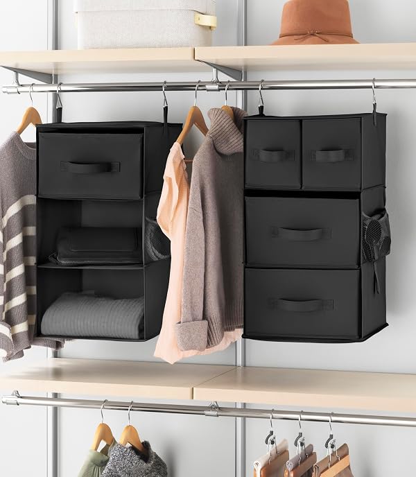 Whitmor Multi-Functional Hanging Organizer with Drawer Inserts- 5 Section - Closet Organizer - Black by Whitmor - Image 2