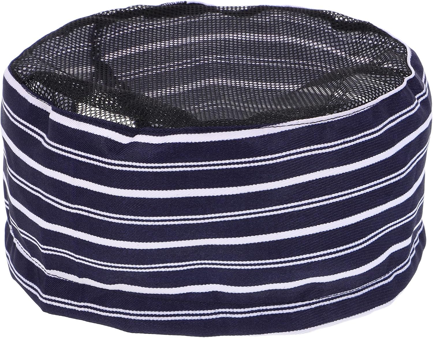 Chef Hat Blue White Striped Breathable Mesh Top Food Service Cap for Men and Women Kitchen Cooking Work Hat for Restaurant Staff