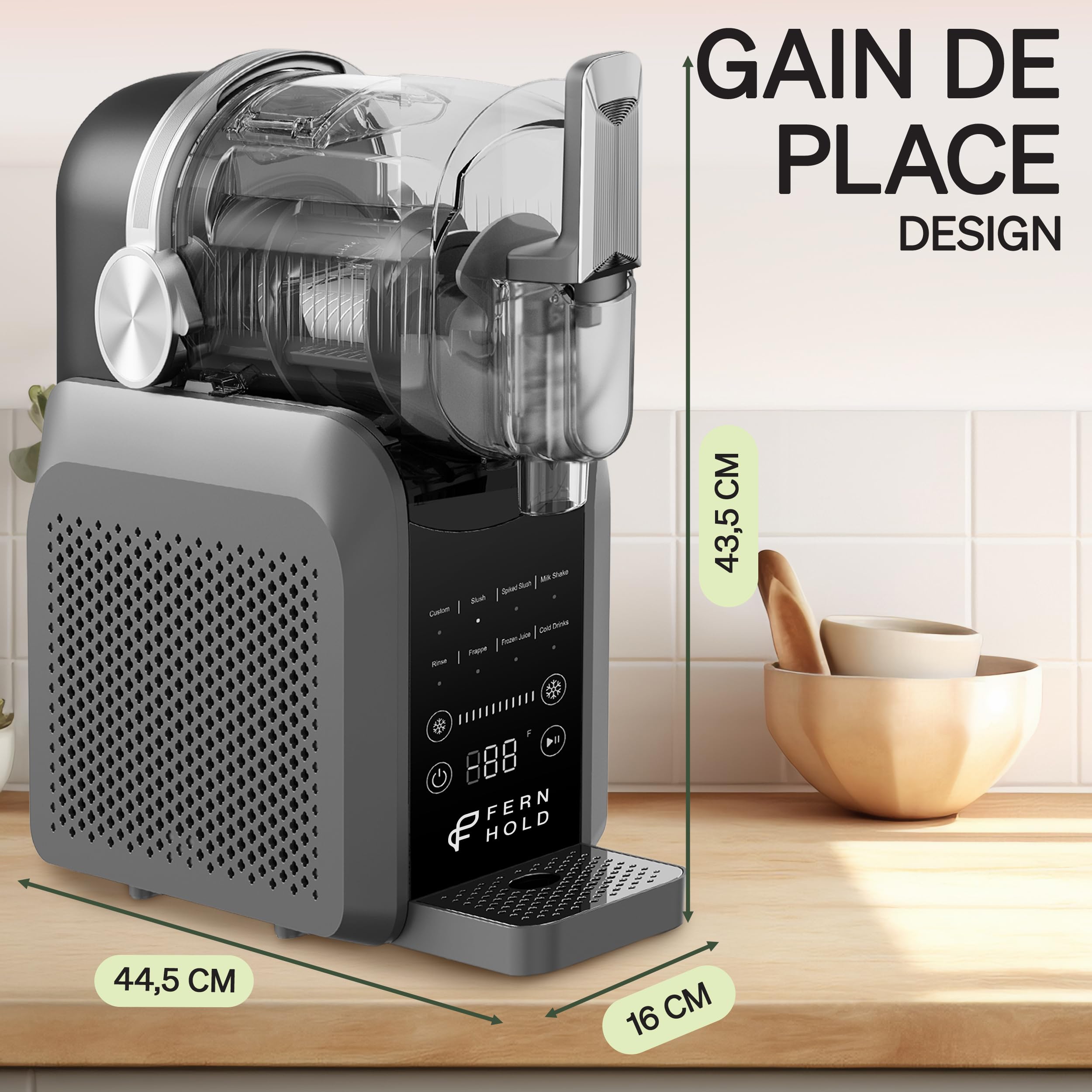 Machine à Granité 2,6 L, 7 en 1, sans glaçons – Machine à Slush avec écran LED & 7 programmes pour granité, frappé, milkshake, cocktails glacés, jus et boissons fraîches