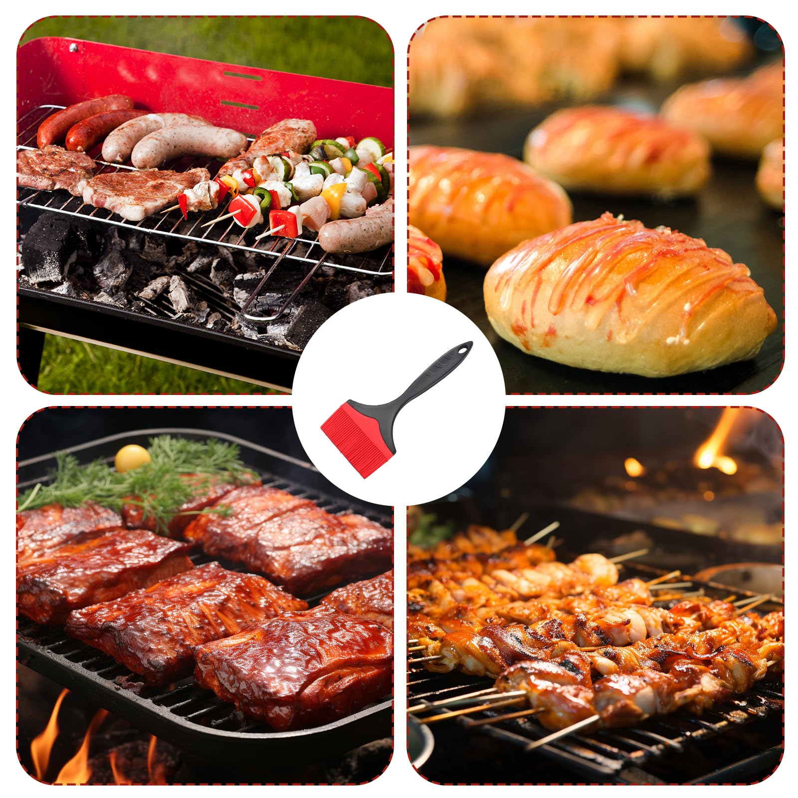 2 Piezas Cepillo de Silicona Extra Grande para Repostería, 10cm Ancho Pincel Cocina, Resistente al Calor Brocha Reposteria, para Cocinar, Asar (Rojo)