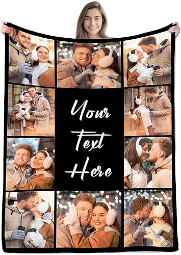 Envío al día siguiente, manta personalizada con texto e imagen - impresa en EE. UU., mantas de franela con foto personalizadas, regalos