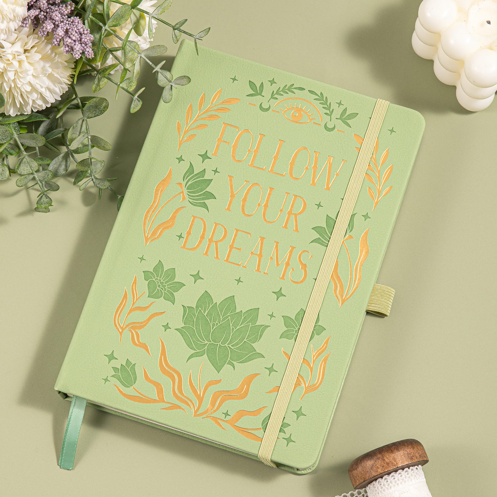 MGGAO Bullet Journal A5 - Schmetterling Blumen Design Mit 190 Nummerierten Seiten