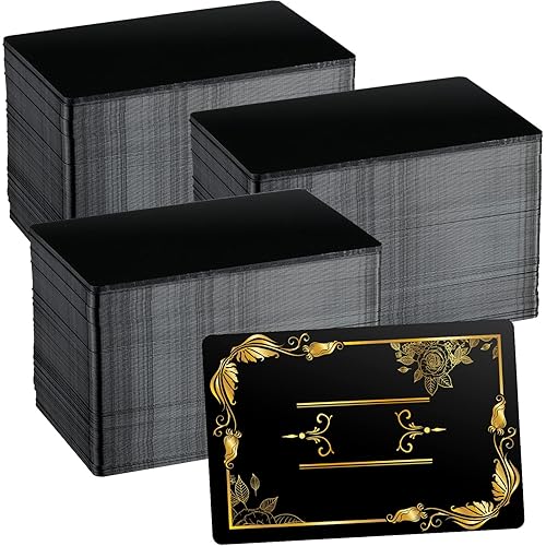 550 Pcs Metal Business Cards Engraving Aluminum Plates for Crafting Multipurpose Metal Sheets for Crafting 0.01 Inch Thick Blank Business Cards for CNC Engraver Laser Engraving DIY Cards (Black)