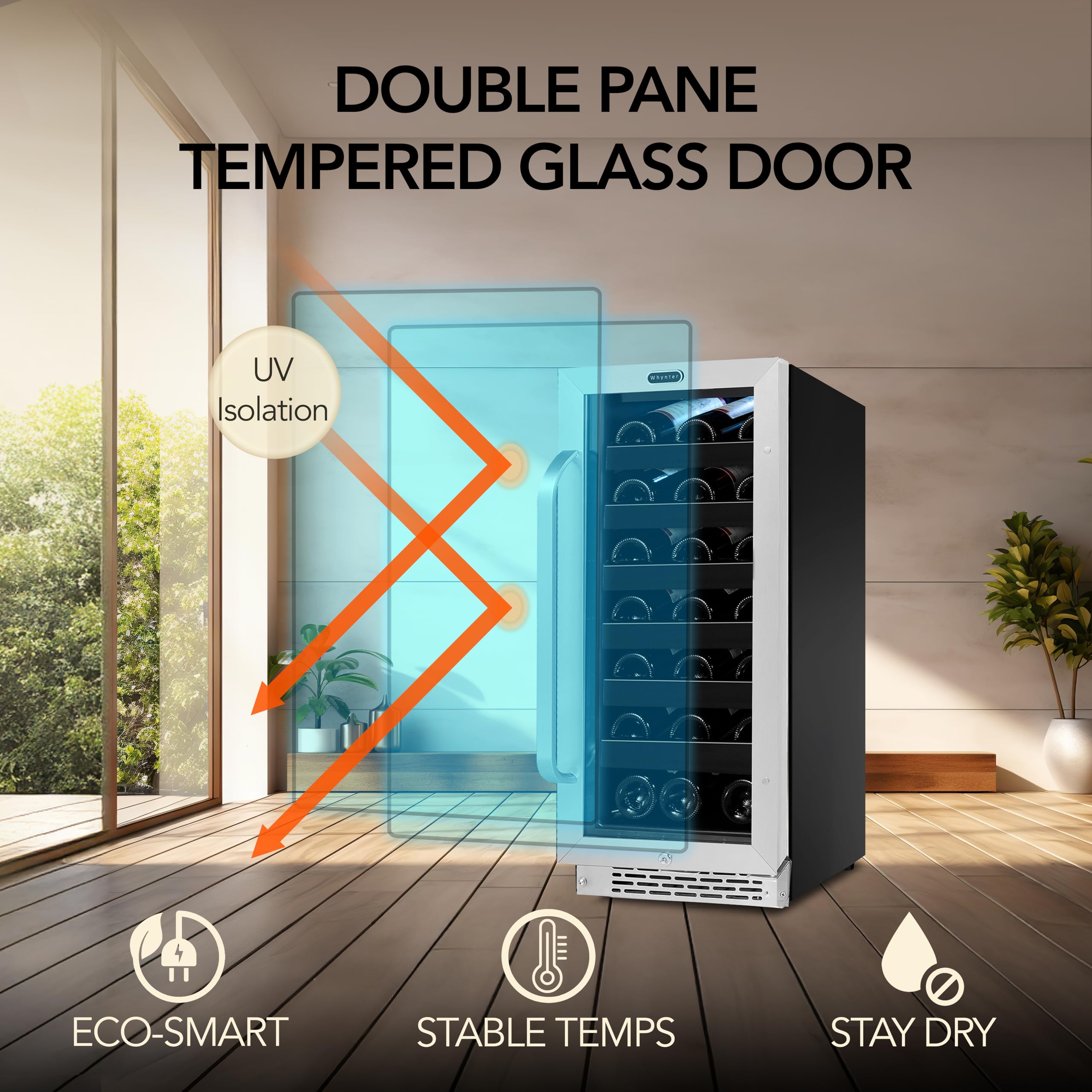 Whynter Bwr-308sb Stainless Steel 15 Inch Built-In 33 Bottle Undercounter Wine Refrigerator With Reversible Door, Digital Control And Lock on Fridge.com - View 6