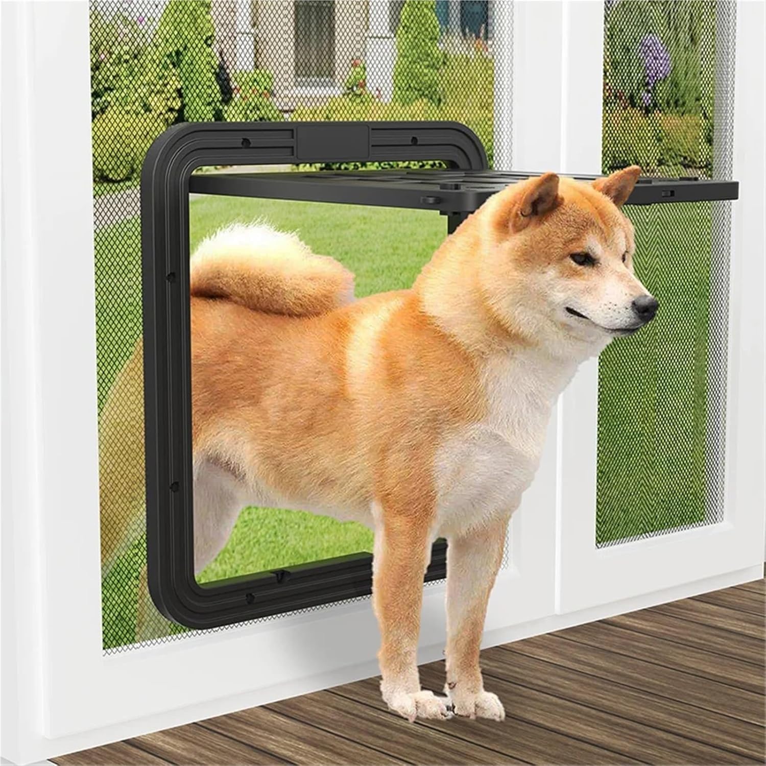 ININOSNP Modèles faciles à Installer Chatière à Fermeture Automatique avec Rabat for Grands Chiens(Black,L)