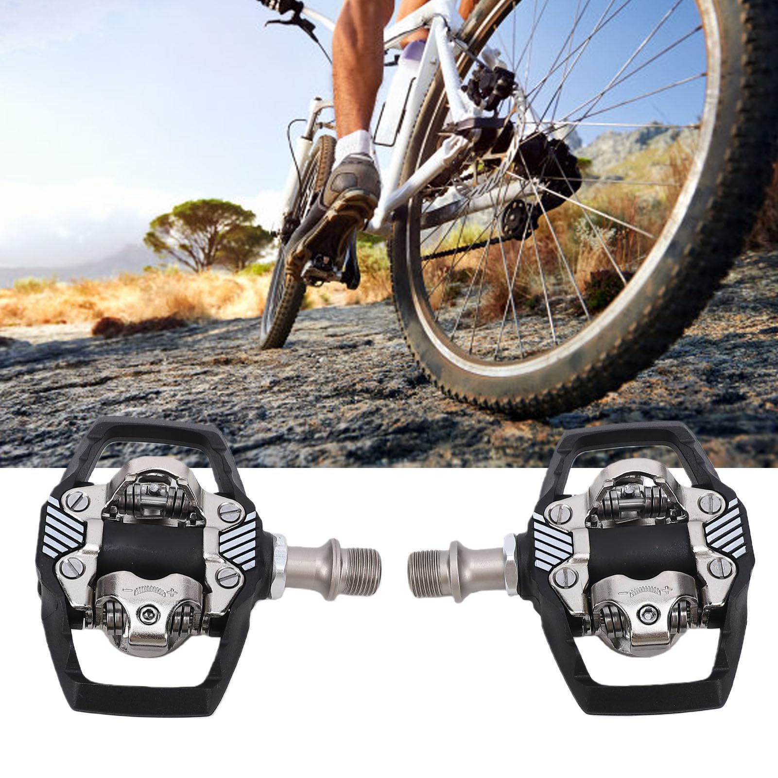 Tbest Pedales de Bicicleta de Montaña, Pedales de Plataforma de Bicicleta de Fibra de Nailon Ligeros con Rodamientos Sellados para, con Tacos para Aventuras Todoterreno