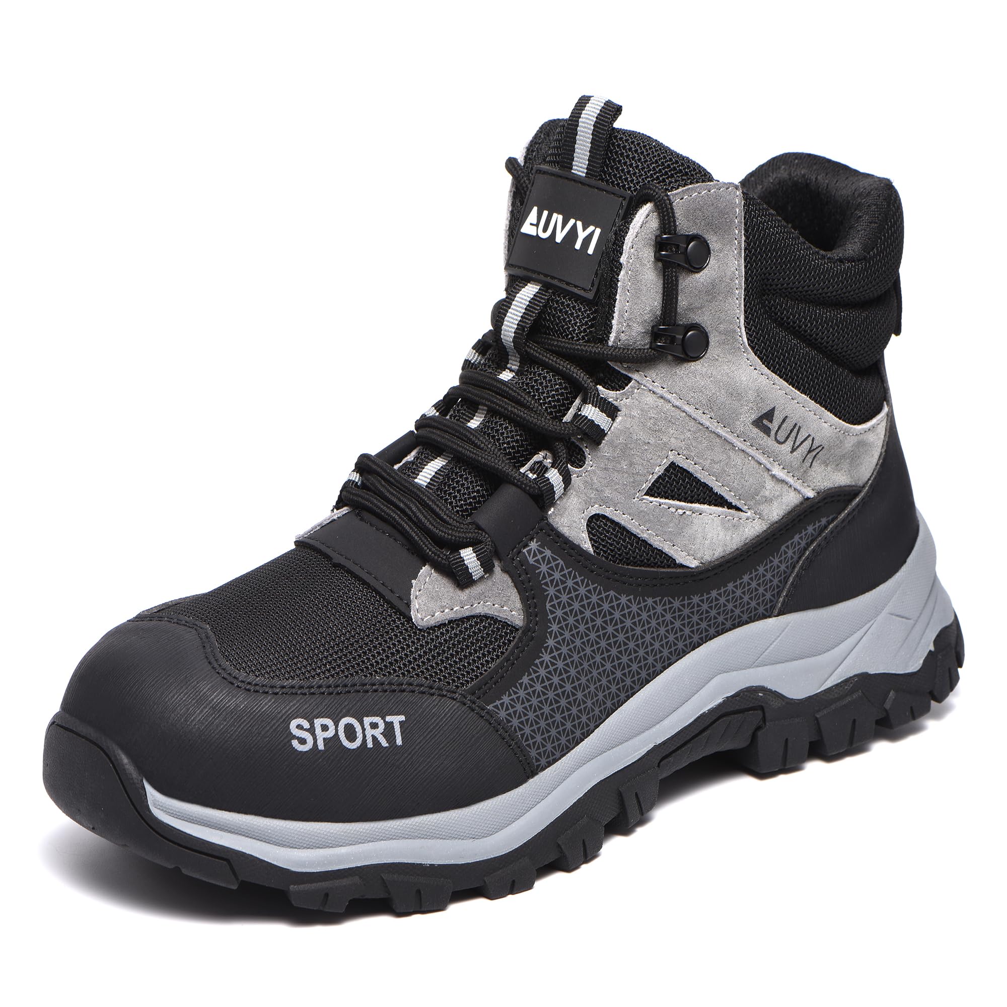 AUVYI Steel Toe Work Boots for Men - Wide Toe Slip Resistant Safety Indestructible Boots with Breathable Mesh, Industrial Construction Shoes for Warehouse & Outdoor