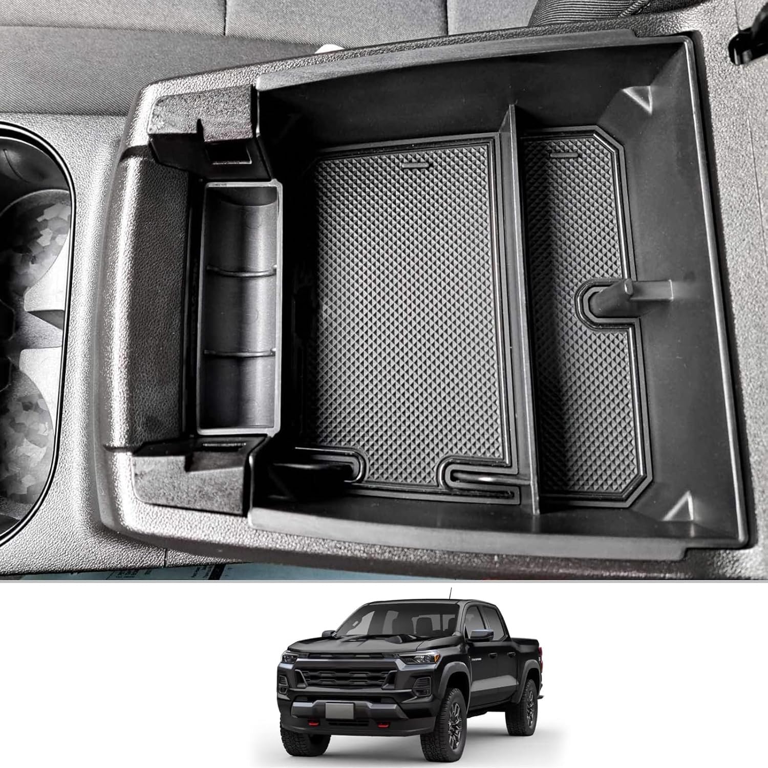 JKAPCYJFHF Bandeja organizadora para consola central GMC para Canyon, para 2023-2024, caja de almacenamiento, color negro
