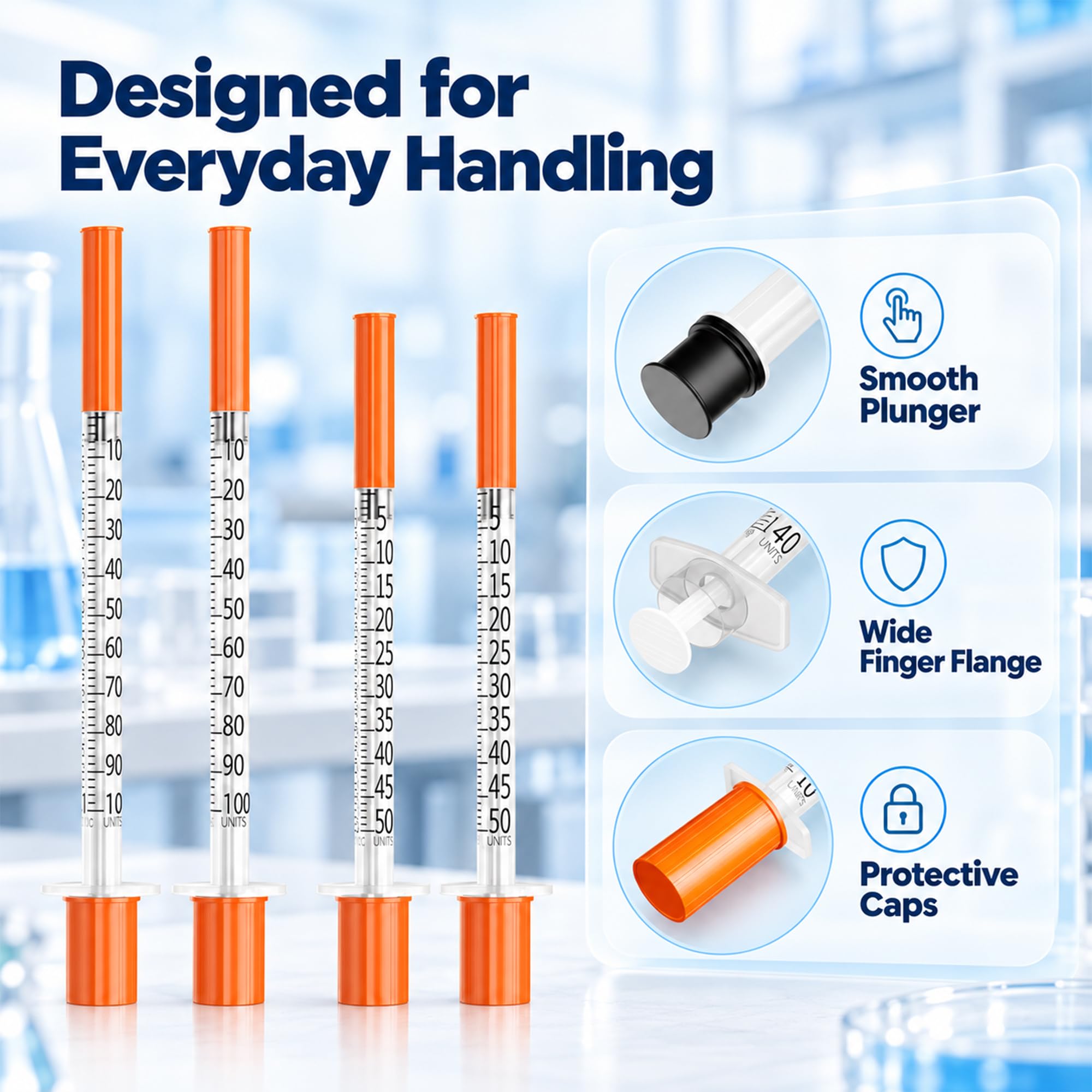 0.5ml Syringes 30G 5/16" 8mm Needle U-100 Disposable Lab Syringe, 100 Pack — Amazon image 4