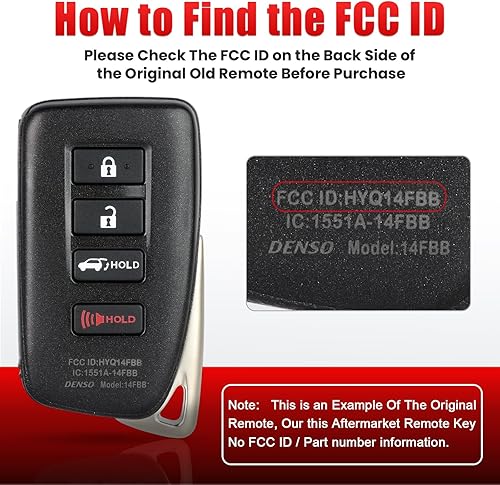 Miniatura 4 de Aichiyu Reemplazo de llavero remoto de proximidad inteligente para Lexus RX350 RX450h 2016 2017 2018 2019 2020 HYQ14FBB entrada sin llave control