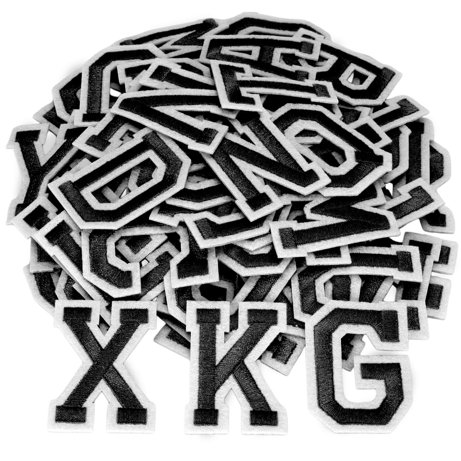 52Pcs Iron On Letter Patches for Clothes 2 Sets A-Z Alphabet Embroidered Patches with Ironed Adhesive for Jeans Clothing Fabric Hats Jersey Jackets