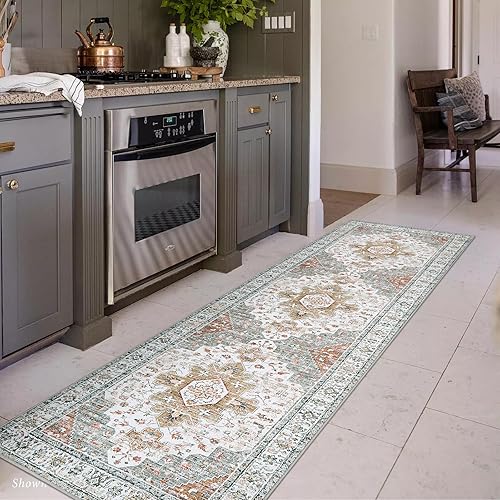 Moynesa Alfombra lavable ultrafina Alfombra de pasillo de 2 pies 6 pulgadas x 8 pies, alfombra de cocina y baño, alfombra de entrada de pelo bajo