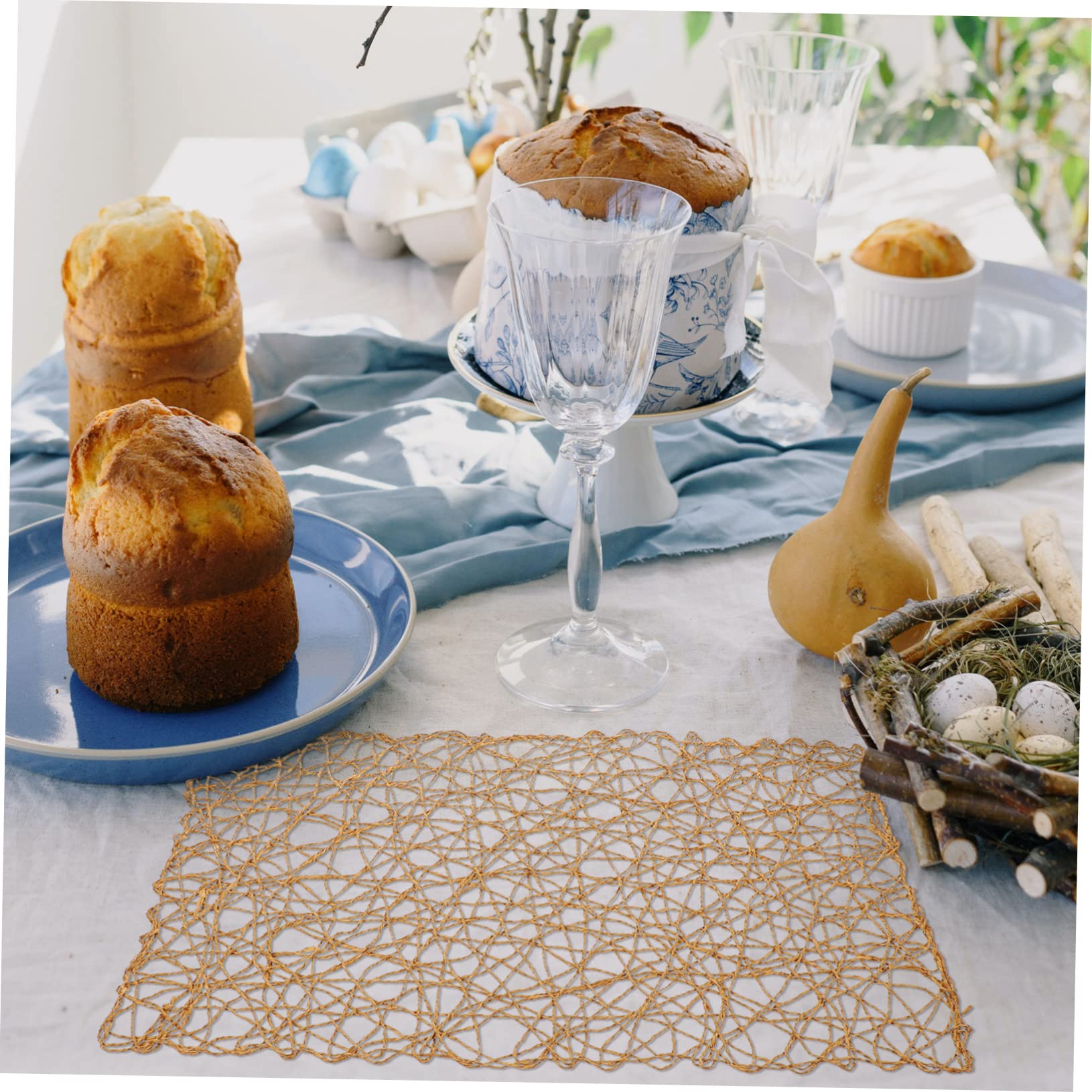 Amosfun 12 STK Tischsets aus Papierseilgewebe Boho-Tischset - untersetzer hitzebeständig rutschfeste unterlage Platzdeckchen für den Haushalt rustikales