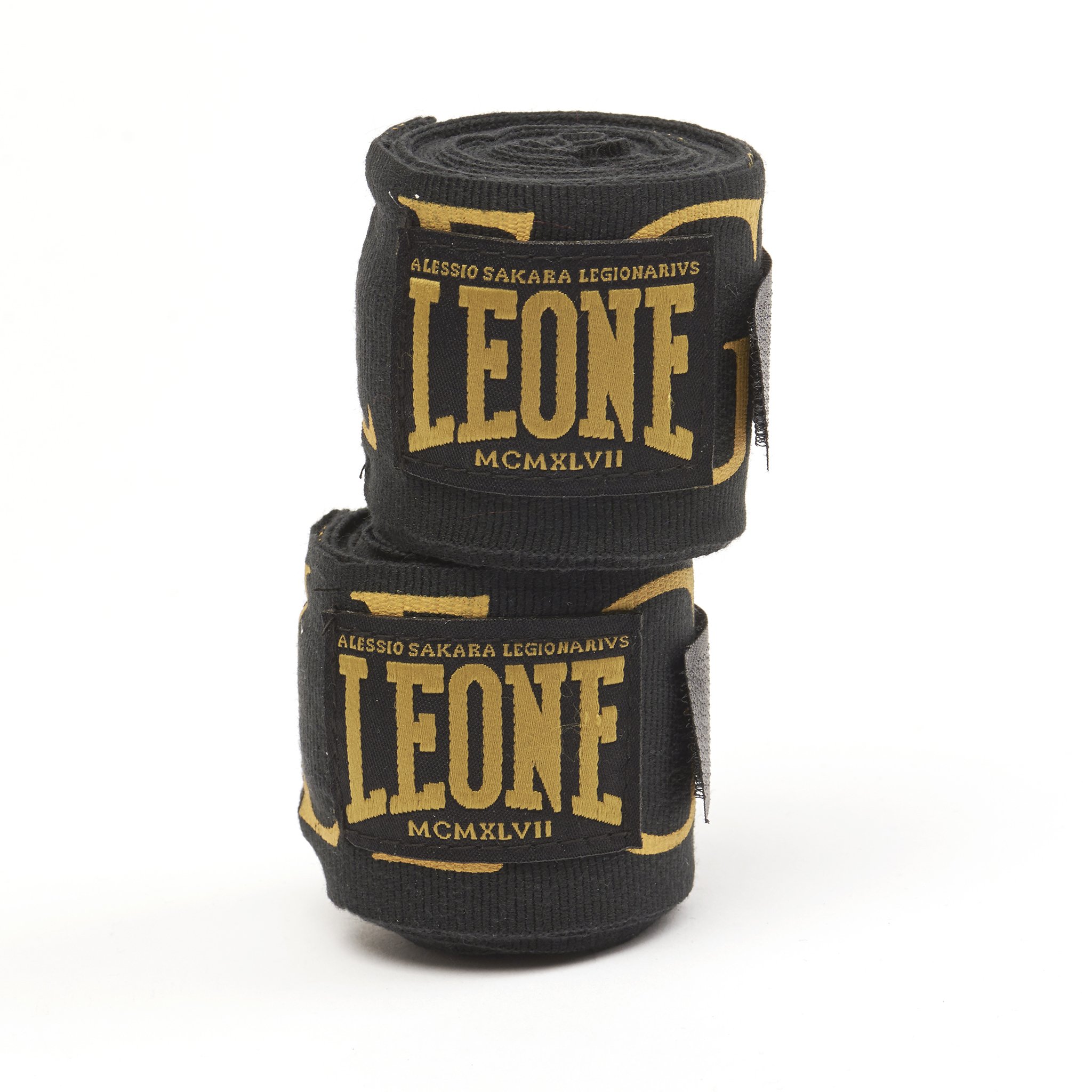 LEONE 1947 Flash Guantoni, Nero, 10 Oz & 1947 AB705, Bendaggi Legionarivs Unisex – Adulto, Nero/Oro, 3.5