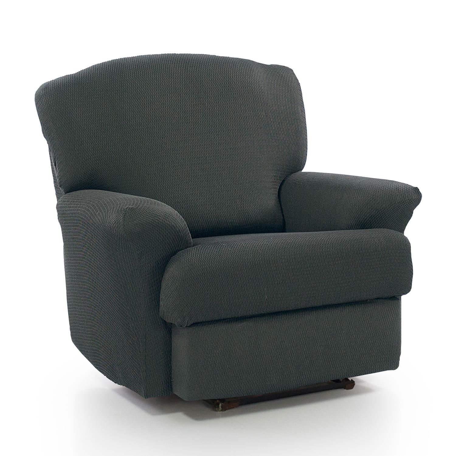 Homescapes Grey Recliner Seat Armchair Cover Elasticated Slipcover Protector, Charcoal
