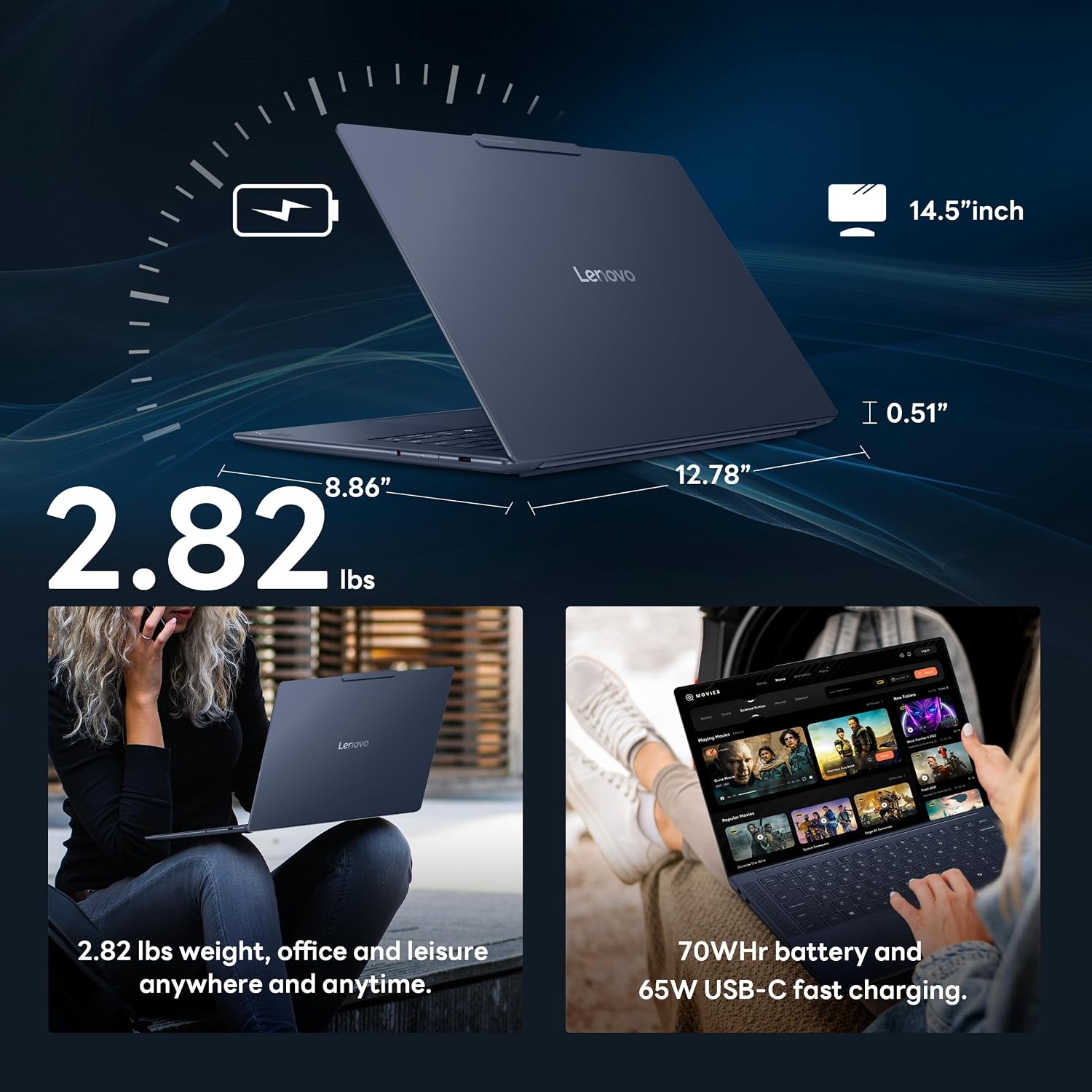 Lenovo Yoga Slim 7X Copilot+PC 14.5" 3K Touchscreen Laptop, Snapdragon X Elite,... photo 8