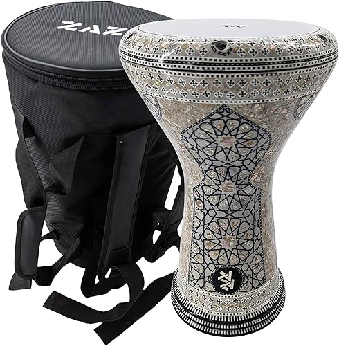 Miniatura 38 de El 17.5 pulgadas de Zaza Percussion de madreperla egipcia Darbuka Doumbek (orquídea azul)