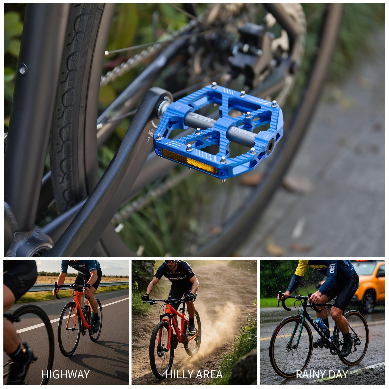 MTB, pedali per bicicletta, in alluminio CNC, 3 cuscinetti sigillati, antiscivolo, pedali per mountain bike, BMX, e-bike, bici da corsa