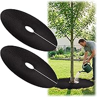Ucandy 32.5" Biodegradable Non-Woven Tree Mulch Rings, 2 Pack Weed Barrier Mats for Weed Control, Root Protection & Landscaping