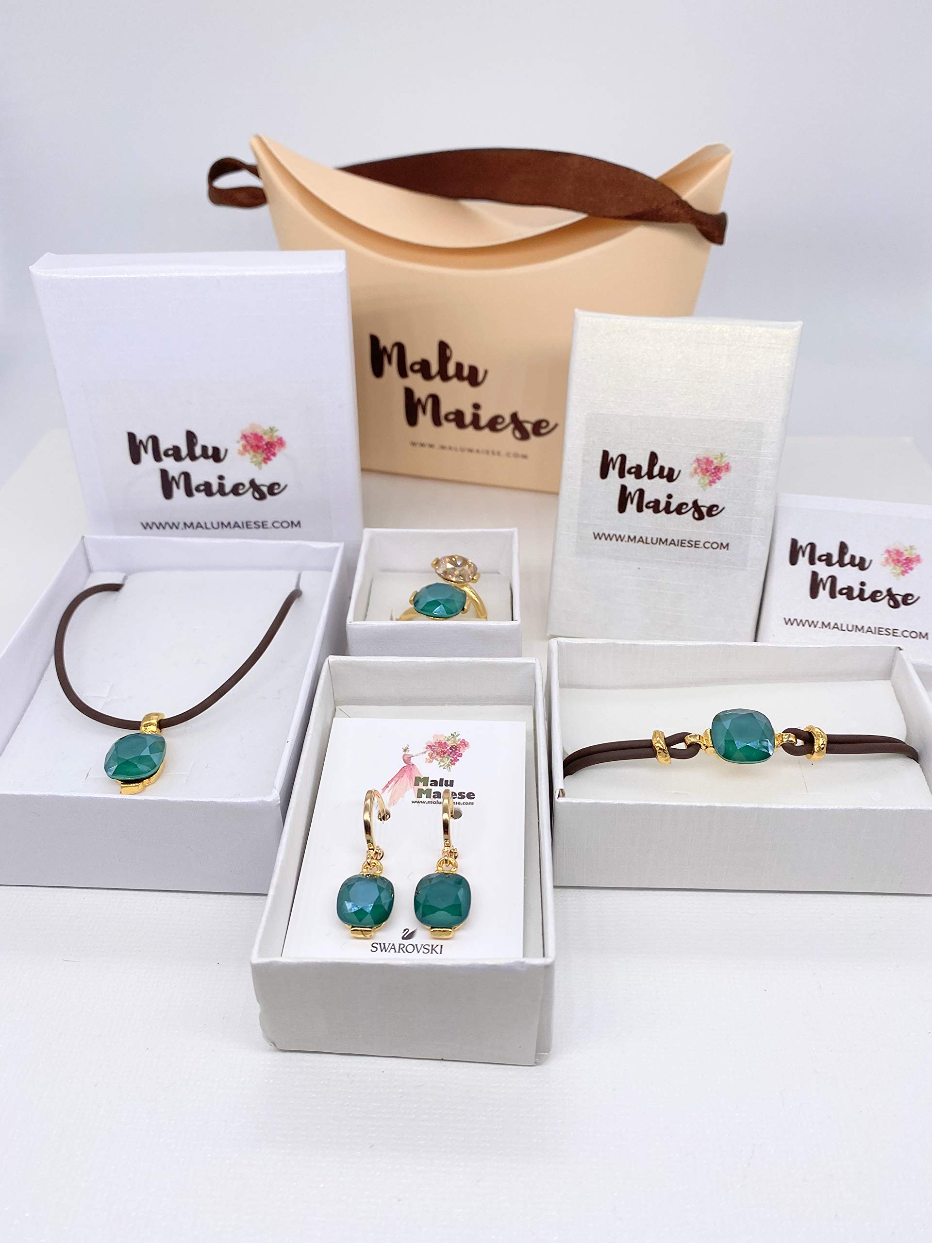 Pulsera de caucho marrón y cristal, base dorada chapada en oro 18k, tamaño ajustable, diseno exclusivo, regalos para mujer