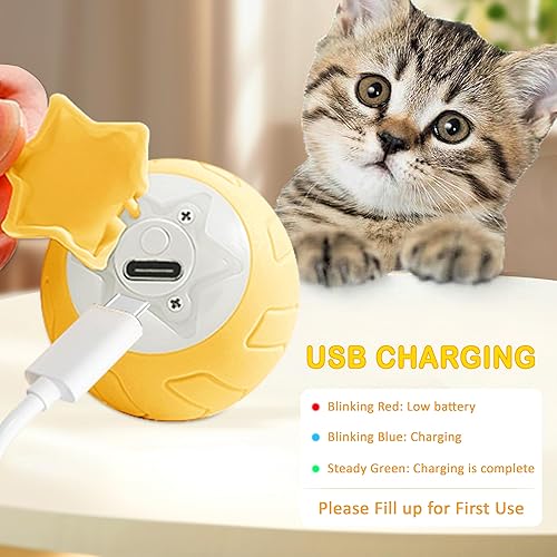 Miniatura 5 de ZALBYUY Pelota inteligente interactiva de juguetes para gatos con luces LED, juguetes para gatos de interior, bola rodante de rebote automática para