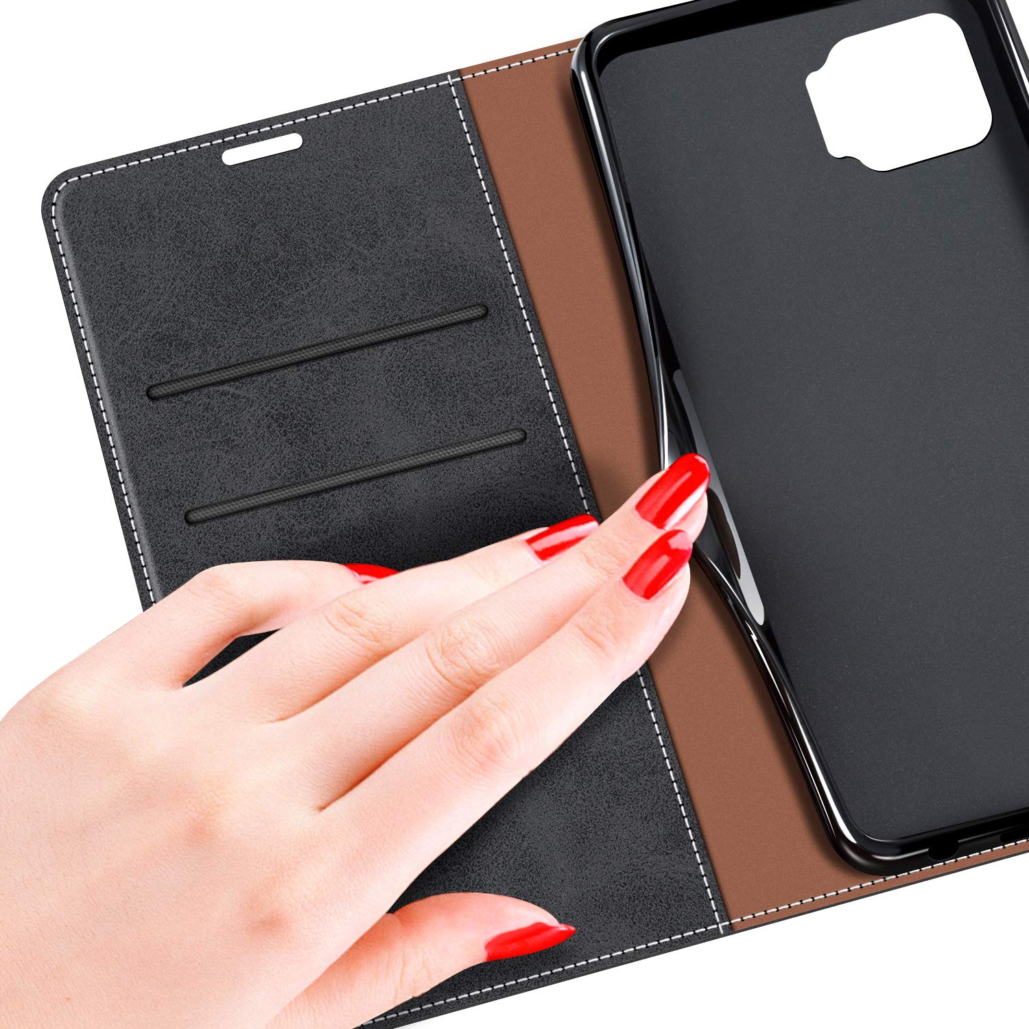 MOBESV Custodia A Libro Per Motorola Moto G9 Plus | Cover In Pelle Sintetica Con Porta Carte E Supporto | Magnetica E Elegante Rossa