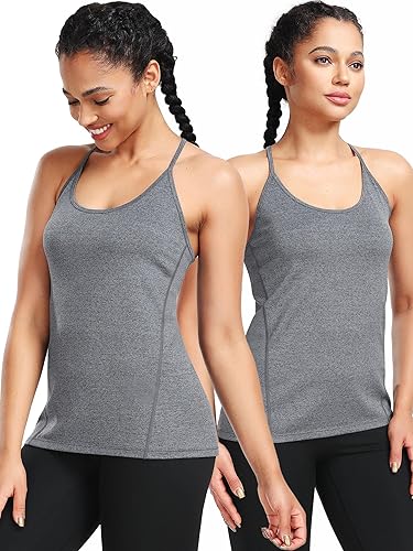 Miniatura 5 de NELEUS Camiseta sin mangas de entrenamiento para mujer, con espalda cruzada, para yoga, atletismo, gimnasio