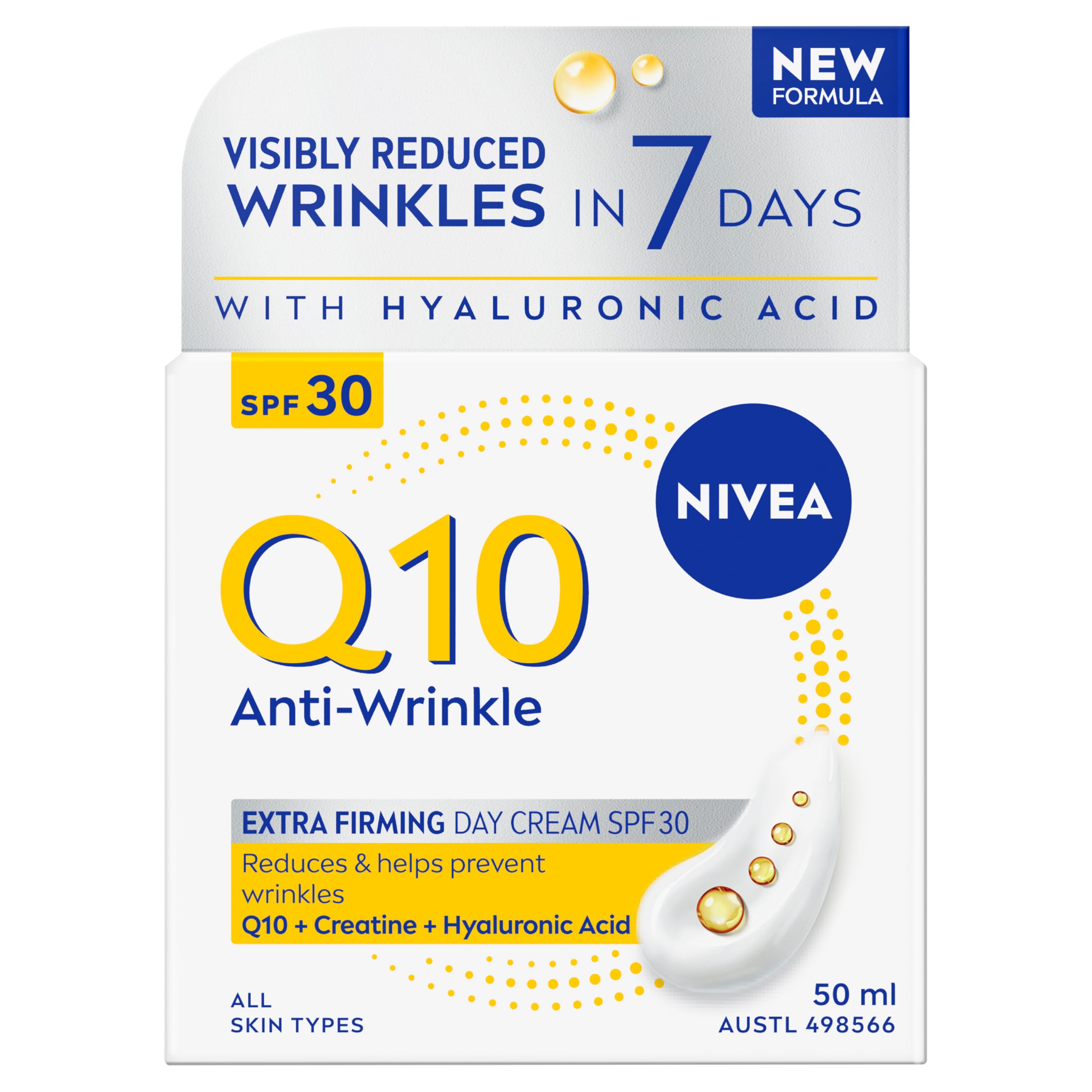 NIVEA Q10 Anti-Wrinkle Extra Firming Day Cream with Hyaluronic Acid SPF 30 50ml