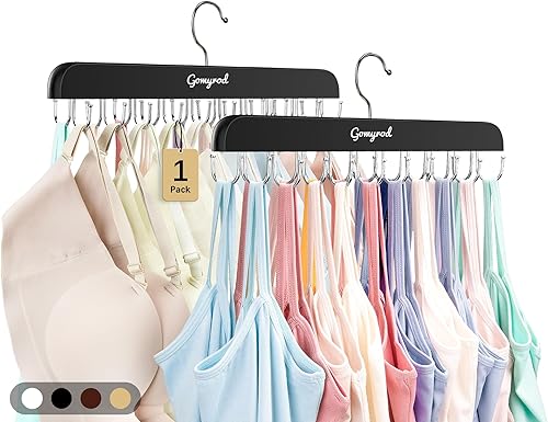 Colgador de sujetador para armario, 1 paquete de colgador de camiseta sin mangas con capacidad de 20 ganchos, colgadores plegables de madera que