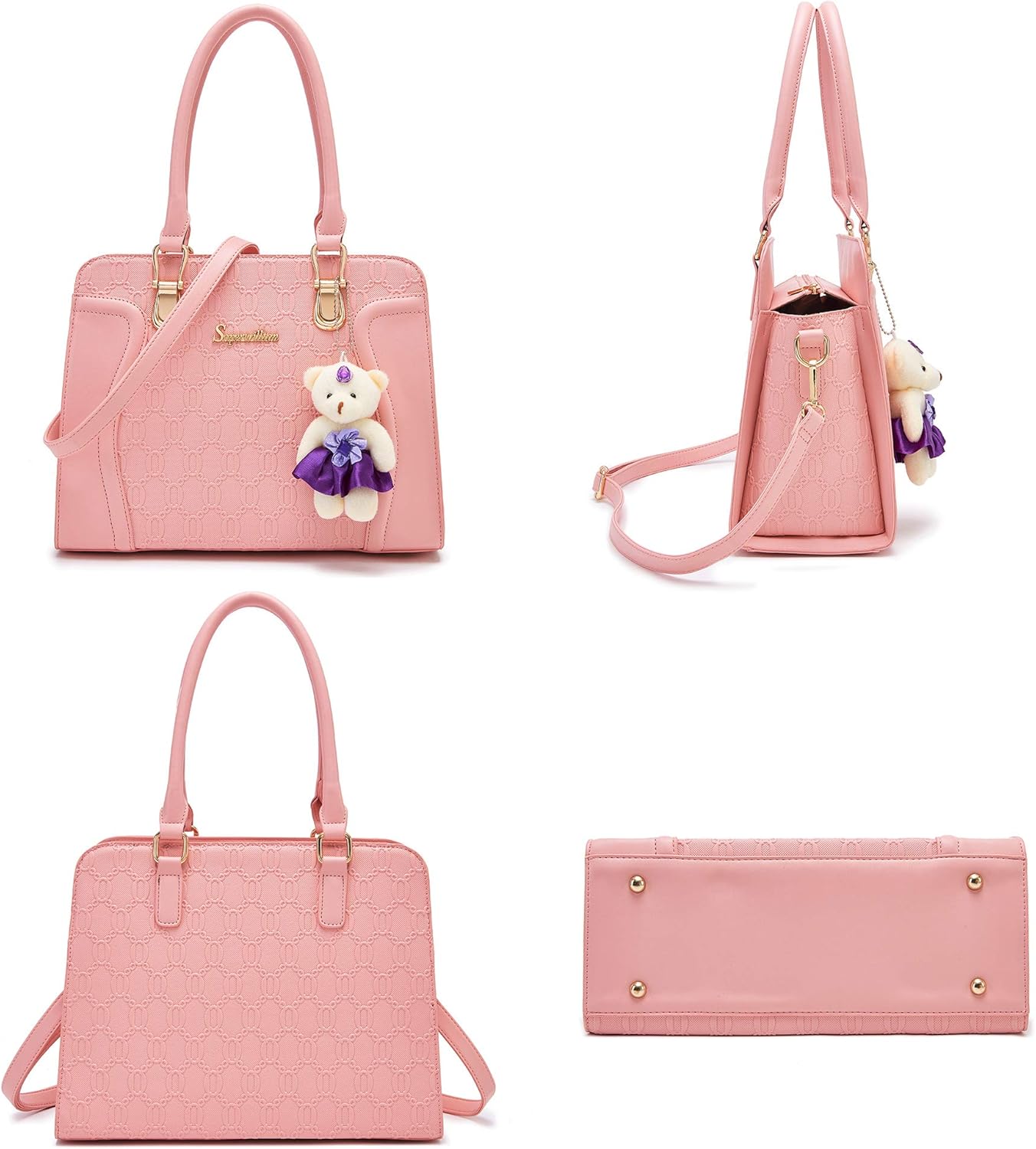 Women's Fashion Handbags Tote Bags Shoulder Bag Top Handle Satchel Purse Set 4pcs - Image 3