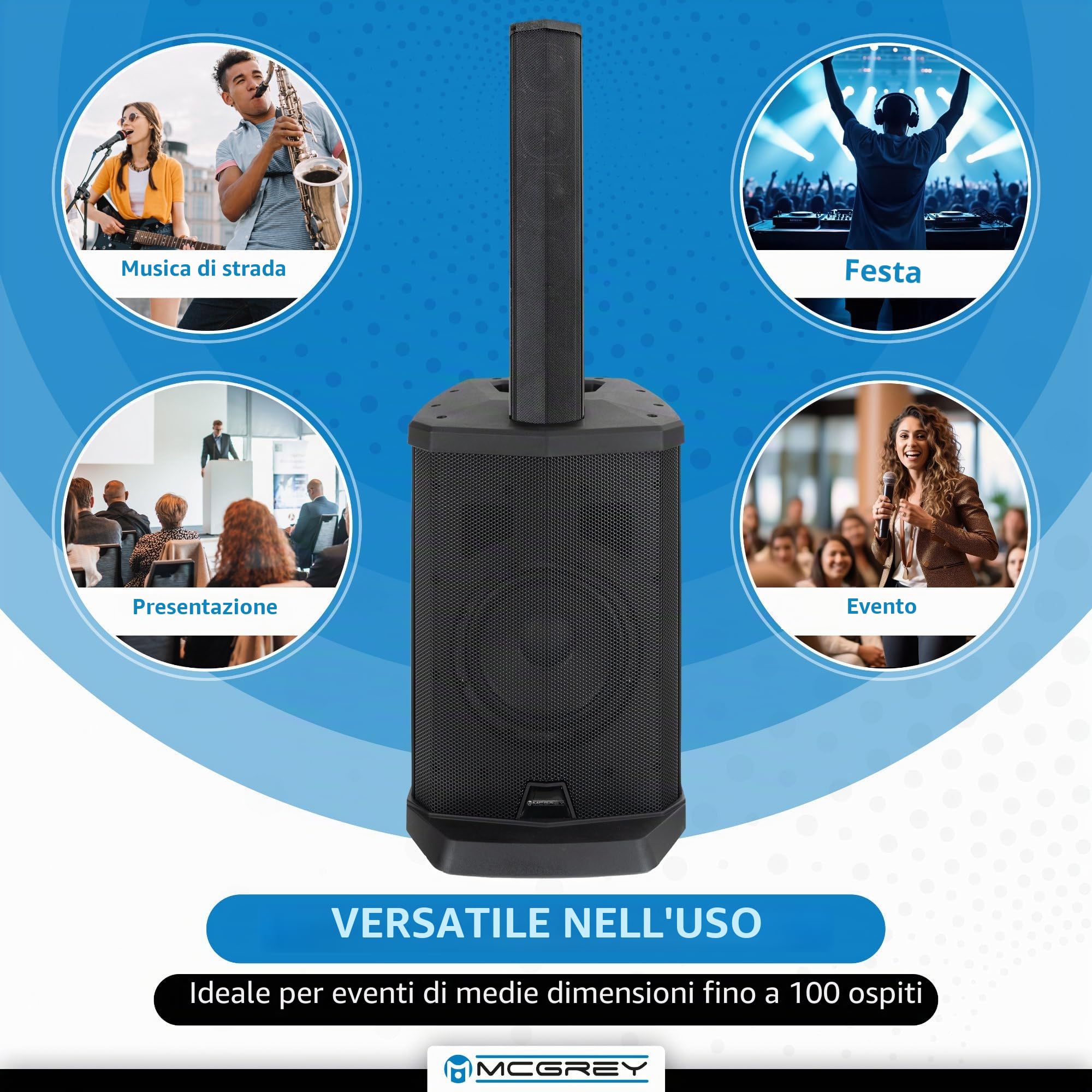 McGrey E-208LA Line Array Sistema attivo a colonna stereo Set