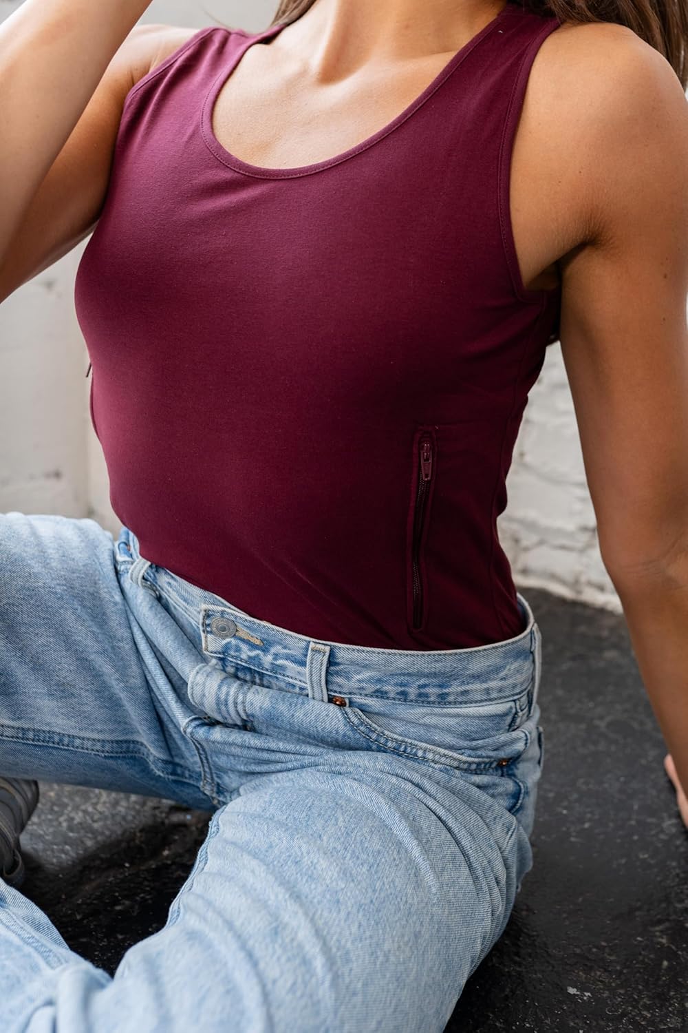 Clever Travel Companion Womens Tank Top with 1 Hidden Zipper Pocket, 100% Pickpocket Proof Holiday Tour Sleeveless Tee Shirt