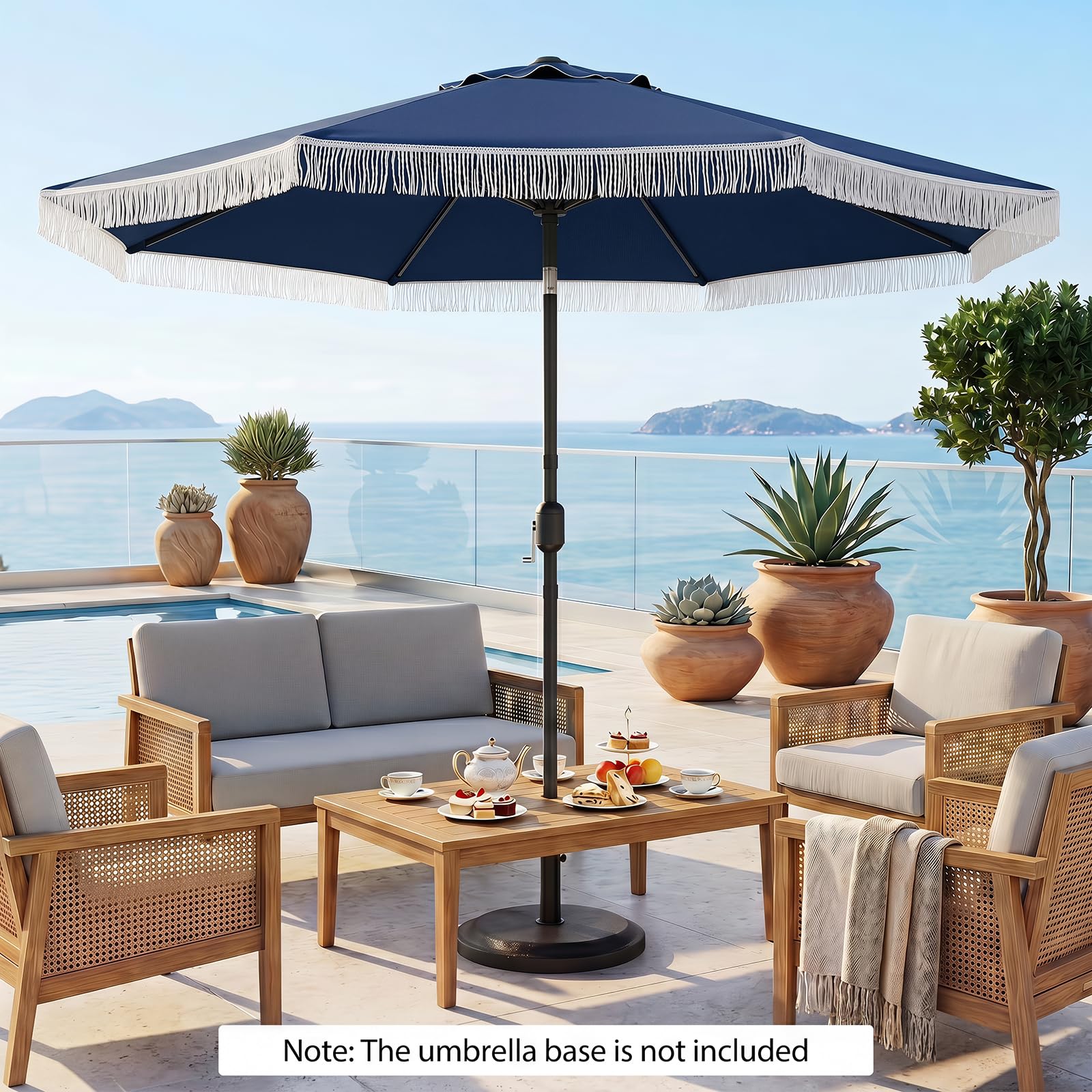 KOMFOTTEU Ø 270 cm Parasol de Jardin Exterieur, inclinable à 30°