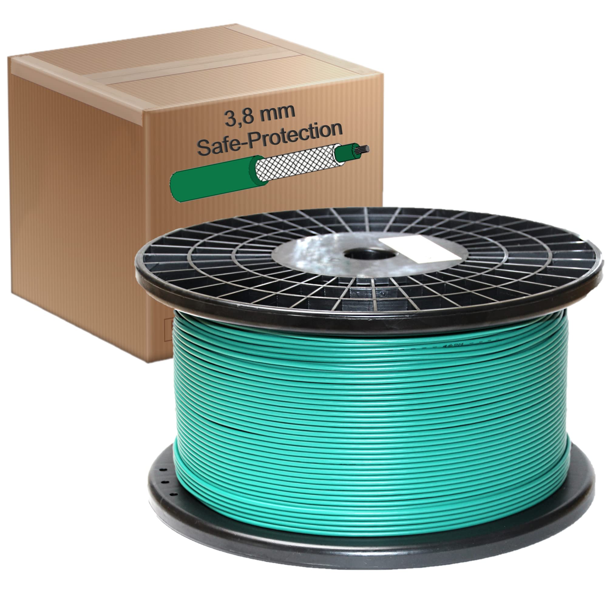 Genisys Cable de Seguridad Compatible con Kress Mission ® + Funda Xtreme Safe-Protection - Cable de protección de limitación de Robot cortacésped - Carrete de Cable - Ø3,8mm - HQ, Longitud:500m