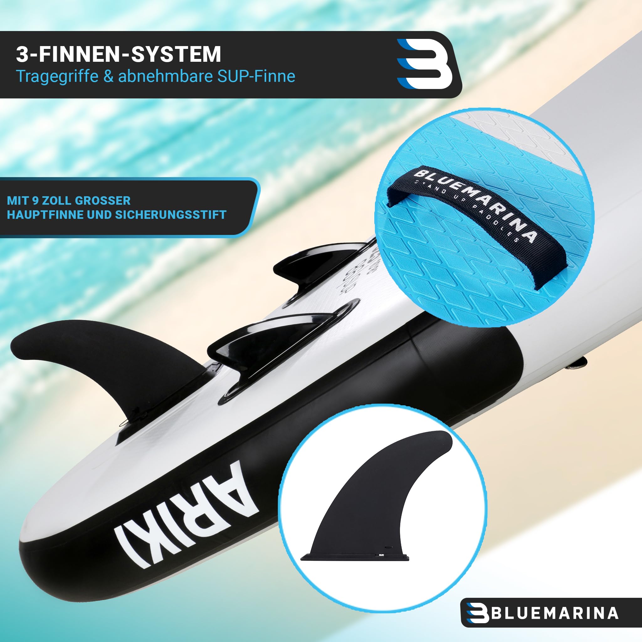 Bluemarina Stand Up Paddling Board Ariki | SUP - 𝟓 𝐉𝐀𝐇𝐑𝐄 𝐆𝐀𝐑𝐀𝐍𝐓𝐈𝐄 - SUP Board - Stand Up Paddle - Standup Paddle Board - Surfbrett | 305x76x13,5cm | 325x86x16,5cm