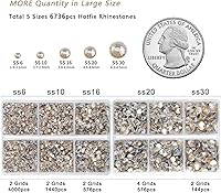 Vista 4 de 6736 diamantes de imitación termoadhesivos con parte trasera plana, diamantes de imitación dorados para manualidades, ropa mezclados en 5 tamaños