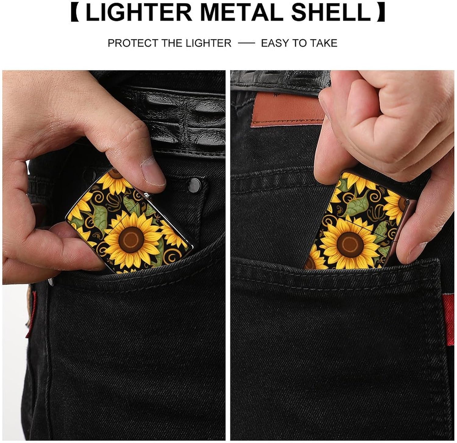 Beautiful Sunflower Metal Lighter Cover Case Pouch Holder image 3