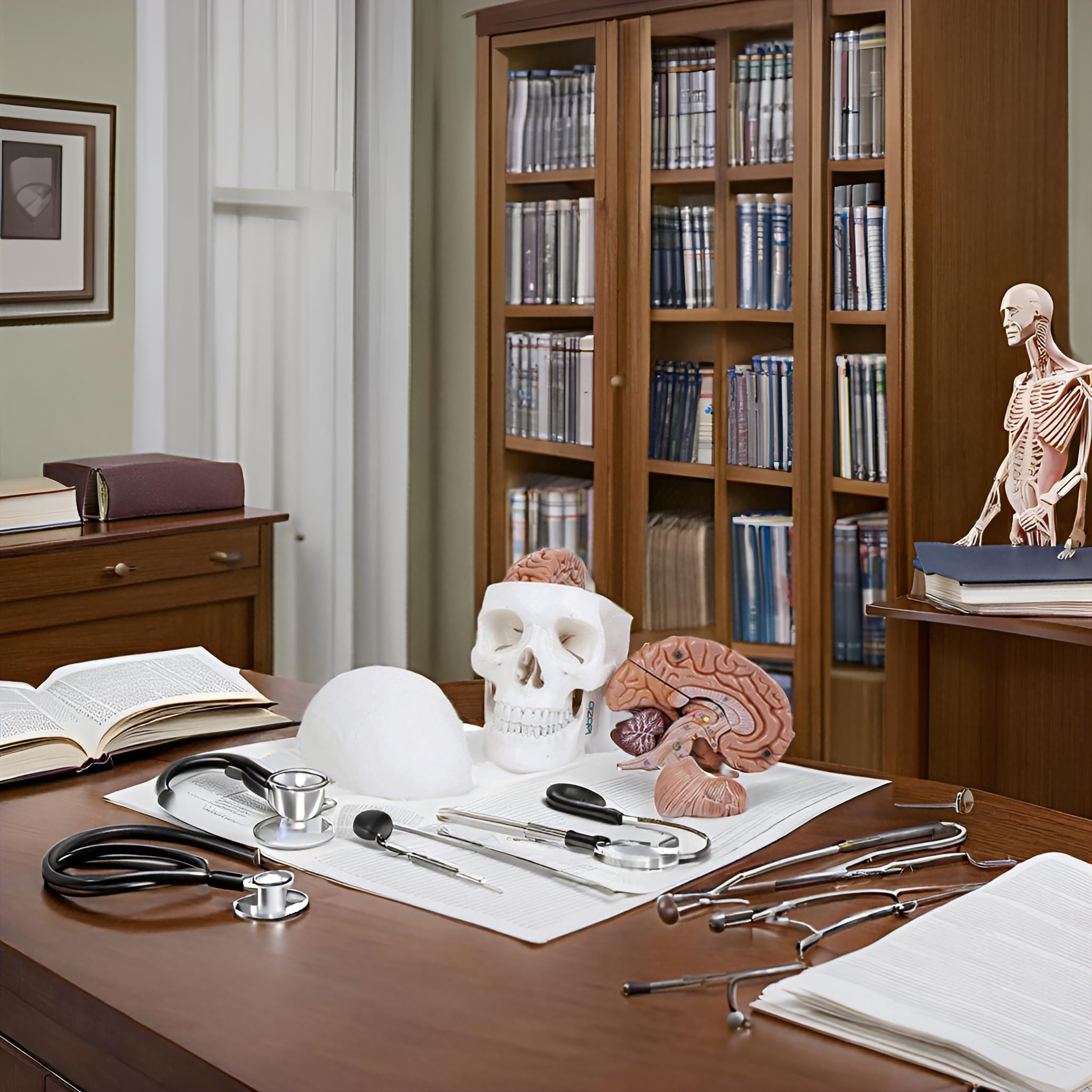 LABZIO Skull Models - Anatomical Life Size Precisely Made Skull Models for Educational and Learning Purpose (Skull Model with Movable Jaw & 8 Parts Dissectible Brain) 2