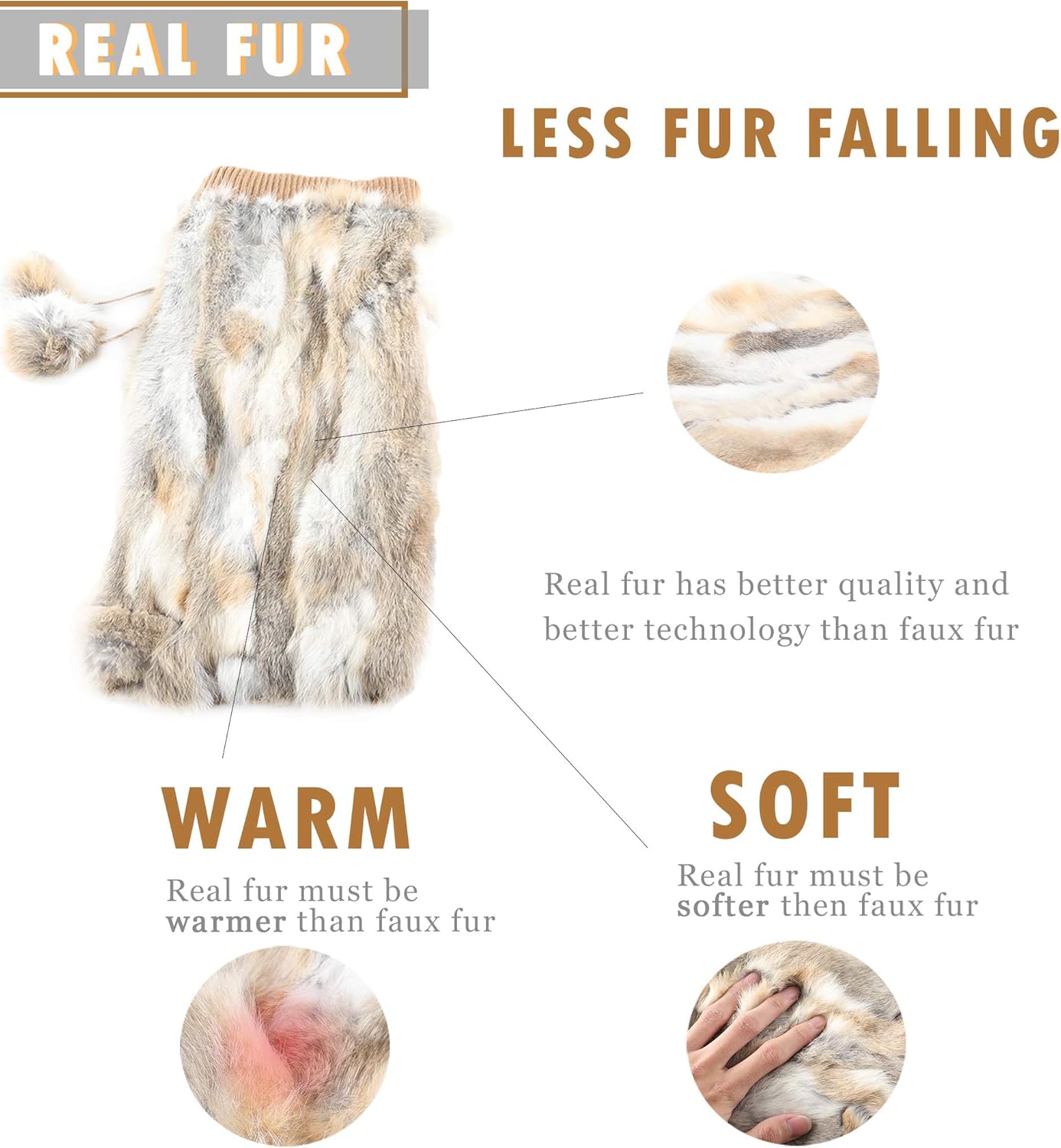 Fur Story Fur Leg Warmers Real Fur Rabbit Winter Leggings Boot Toppers for Women - Image 2