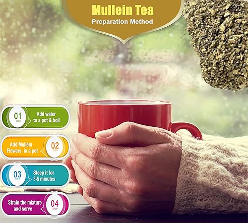 Miniatura 3 de Hoja de gordolobo orgánico, hierbas secas, gordolobo seco cortado y tamizado, gordolobo, verbascum thapsus. (1 oz)