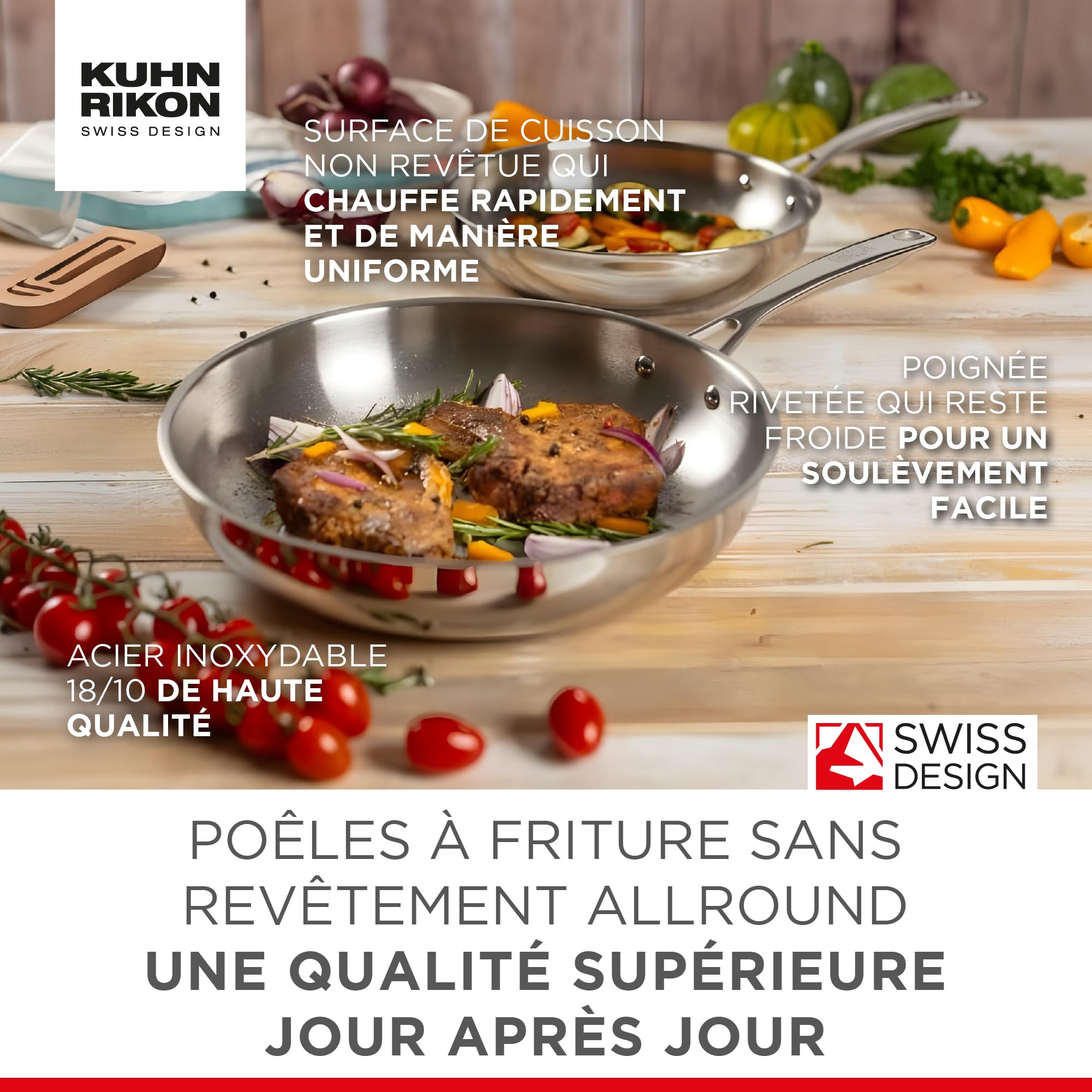 Kuhn Rikon Set de 2 Poêles Allround en Inox 18/10 - Ø 24 et 28 cm