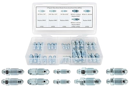 36 piezas de válvula de purga, kit surtido de tornillos de purga de frenos para reemplazar H9402-6, H9403-6, H9404-6, H9406-6, H9407-6, H9410-6
