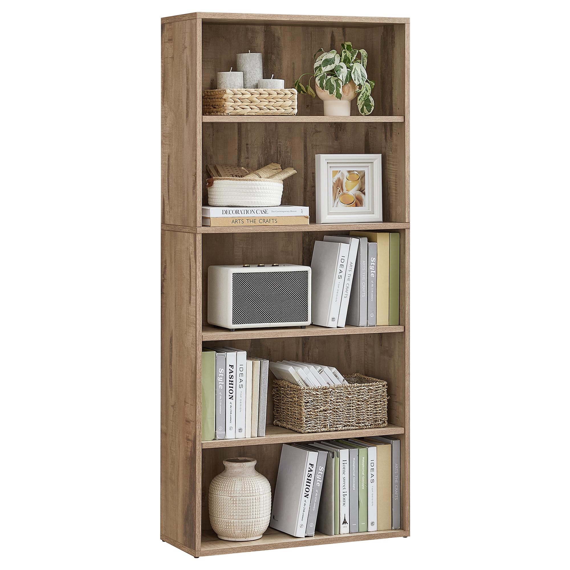 VASAGLE 5-Tier Bookshelf, Storage Organizer, 23.6 x 9.4 x 52.8 Inches
