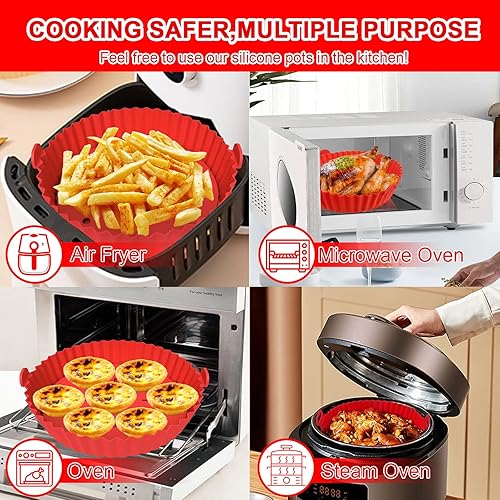 Miniatura 6 de MEKAFU Forro de silicona para freidora de aire freidora de aire de 95 pulgadas olla de silicona con alfombrilla de filtro de aceite y manoplas cesta
