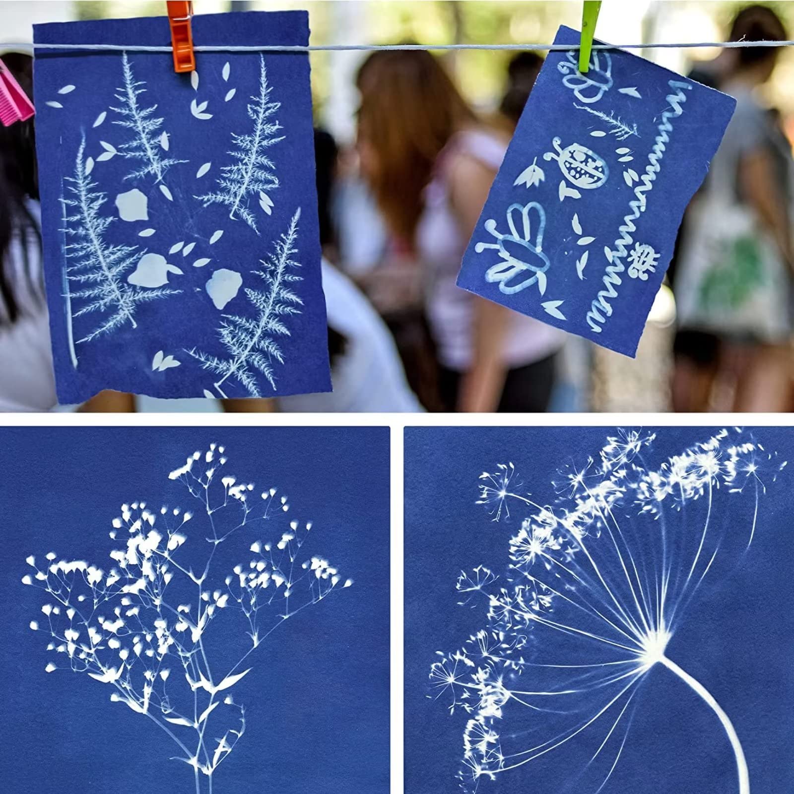 runrayay Cyanotype Sun Print Paper Kit, 32 Sheets Cyanotype Papers with 1 Sheet Acrylic Panel - Image 4