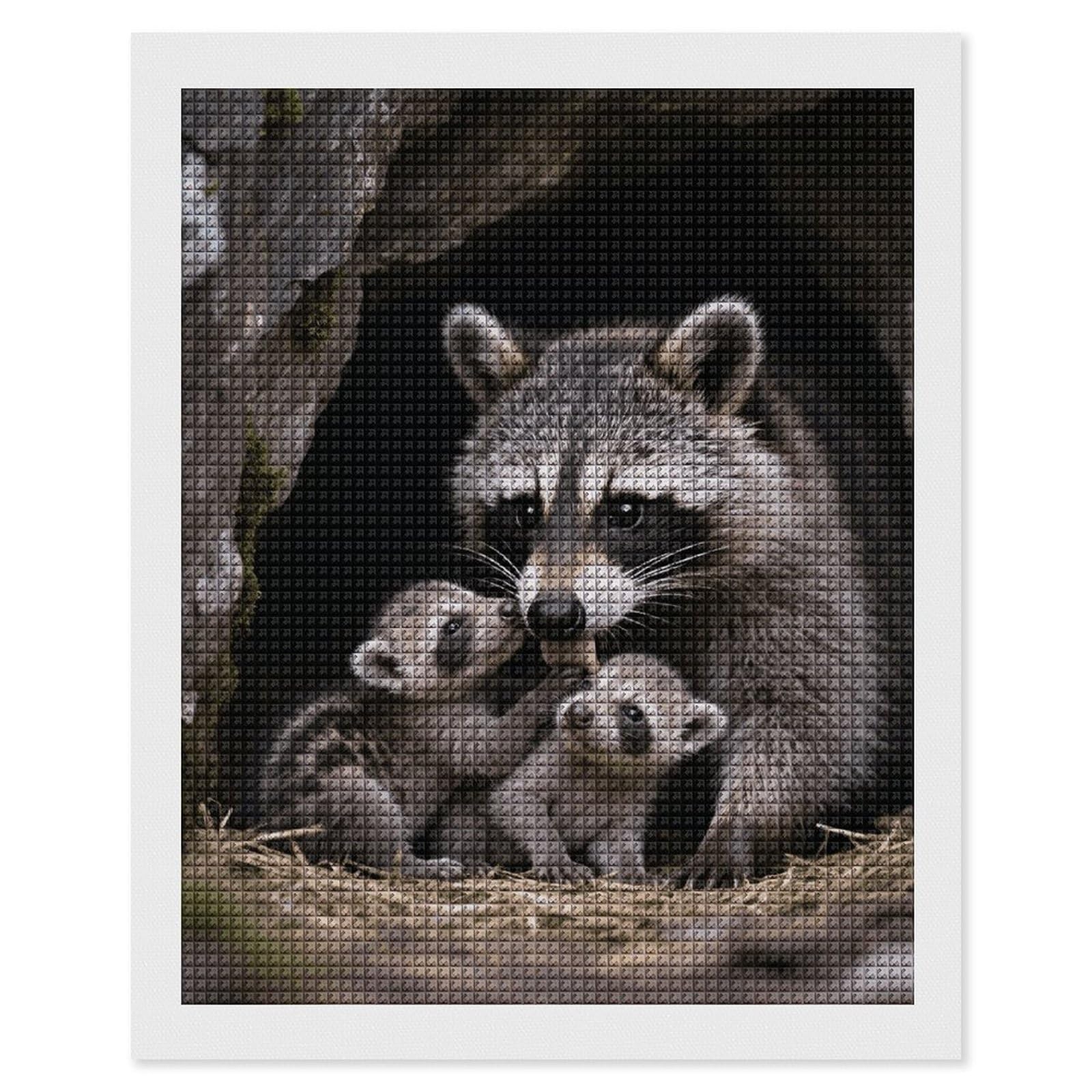 FodPand Raccoons 5D Diamond Painting Kits for Adults Beginners Full Drill Square Diamond Dots Pictures Gem Art Supplies for Home Wall Room Decoration DIY Craft Set Gift 16X20