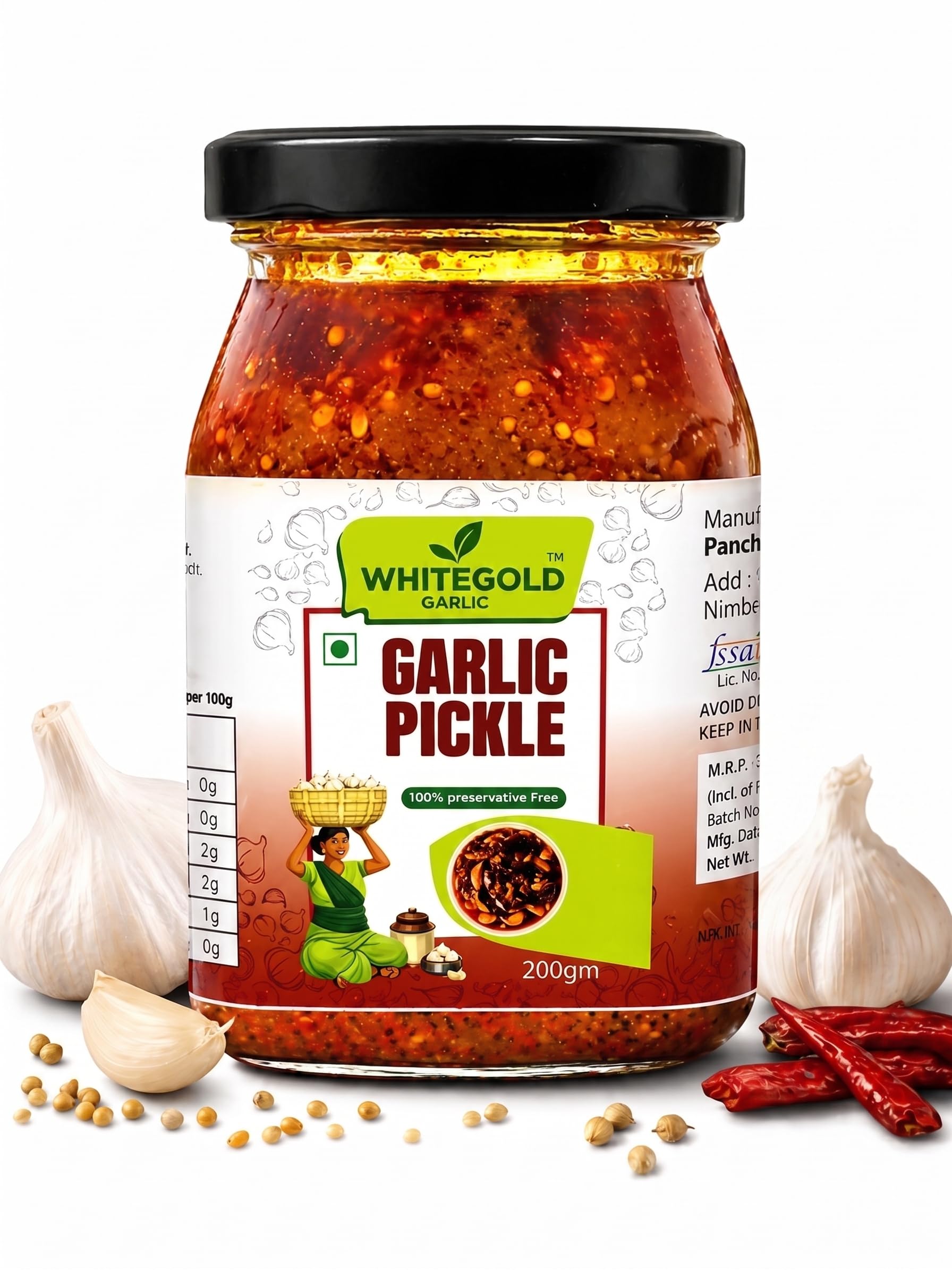 WHITEGOLD Premium Homemade Garlic Pickle (200g) – Traditional Spicy Lahsun ka Achar | 100% Preservative Free & Natural | Authentic Indian Taste-image-4