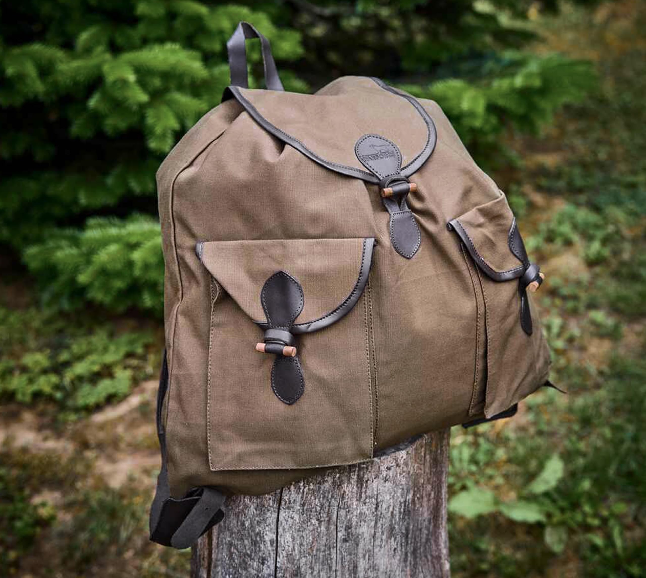 K&S Klassischer Jagdrucksack Segeltuch Grün für Jagd Wandern Trekking Outdoor mit Schweißeinlage 30L