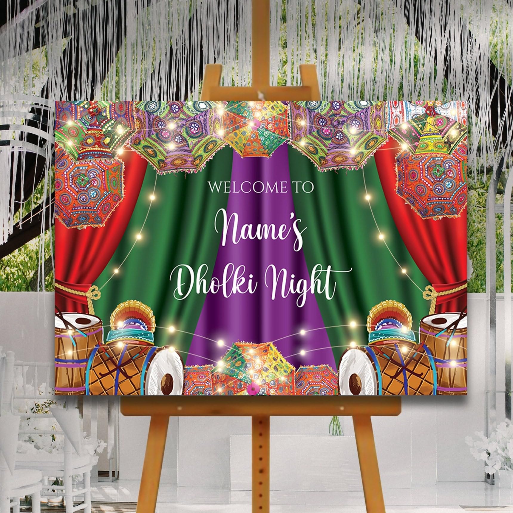 Dholki Welcome Sign, A1, A2, A3 or A4, Pakistani Wedding, Dholak Night, Muslim Dholak Welcome Sign, Punjabi Dholki Sign, Mehndi Welcome Sign